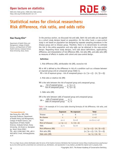 odds ratio in cohort study|Statistical notes for clinical researchers: Risk difference, risk ratio .